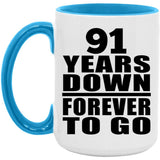 91st Anniversary 91 Years Down Forever to Go - 15oz Accent Mug Blue
