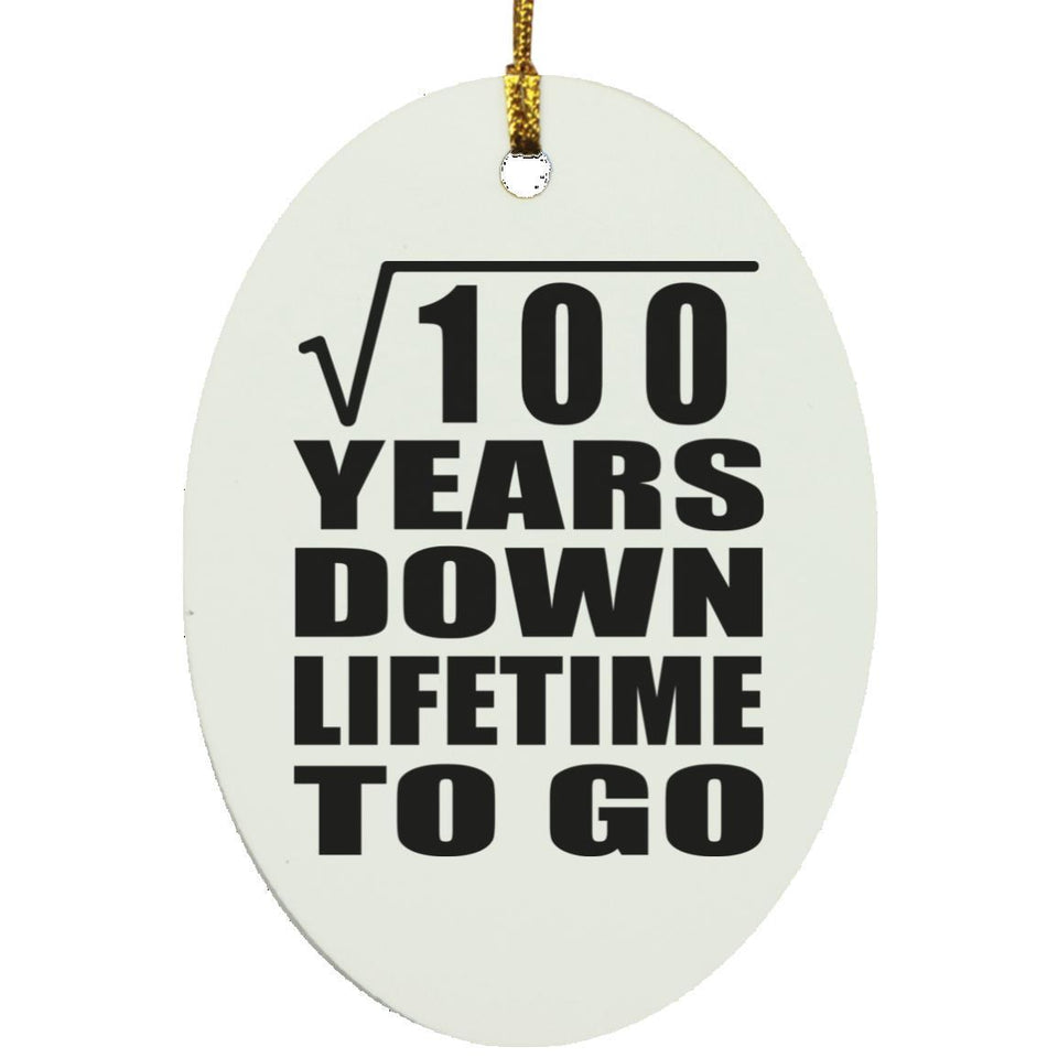 10th Anniversary Square Root of 100 Years Lifetime To Go - Oval Ornament