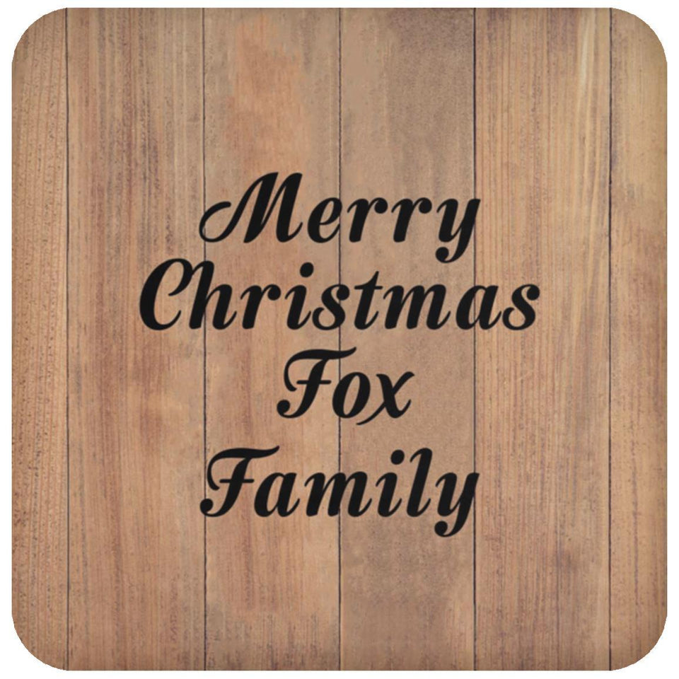 Merry Christmas Fox Family - Drink Coaster C