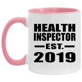 Health Inspector Established EST. 2019 - 11oz Accent Mug Pink