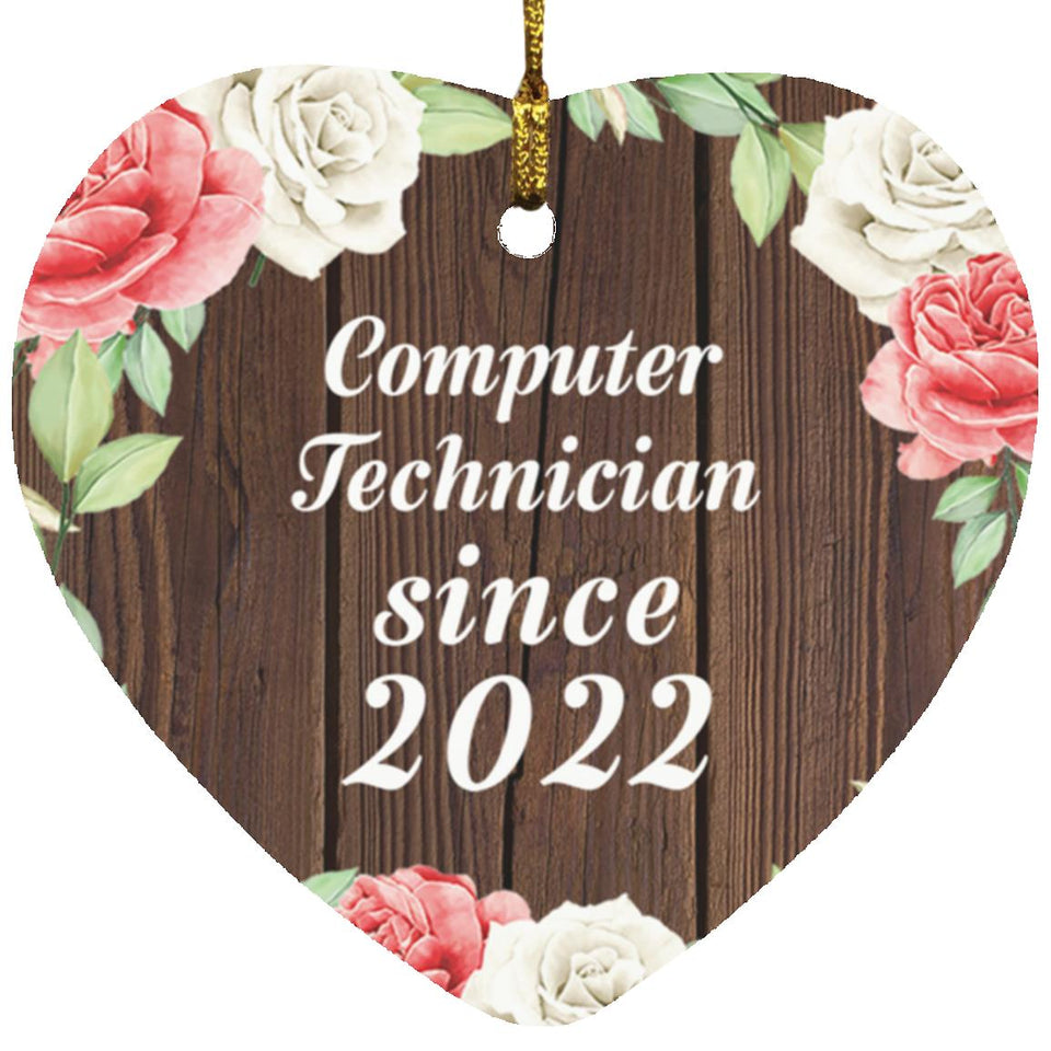 Computer Technician Since 2022 - Heart Ornament A