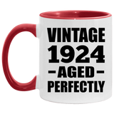 100th Birthday Vintage 1924 Aged Perfectly - 11oz Accent Mug Red