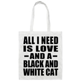 All I Need Is Love And A Black And White Cat - Tote Bag White