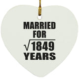 43rd Anniversary Married For Square Root of 1849 Years - Heart Ornament