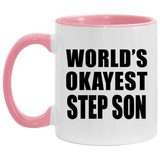 World's Okayest Step Son - 11oz Accent Mug Pink