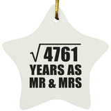 69th Anniversary Square Root of 4761 Years As Mr & Mrs - Star Ornament