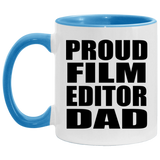 Proud Film Editor Dad - 11oz Accent Mug Blue