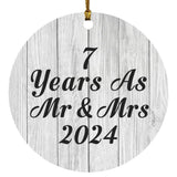 7th Anniversary 7 Years As Mr & Mrs 2024 - Circle Ornament F