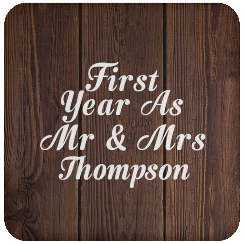 First Year As Mr & Mrs Thompson - Drink Coaster D