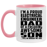 Proud Electrical Engineer Dad Of Awesome Son - 11oz Accent Mug Pink