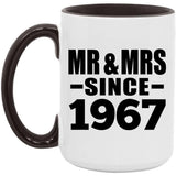 57th Anniversary Mr & Mrs Since 1967 - 15oz Accent Mug Black
