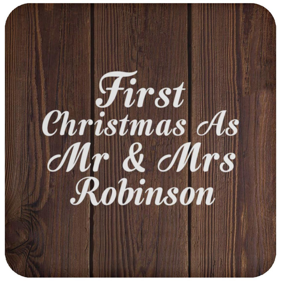 First Christmas As Mr & Mrs Robinson - Drink Coaster D