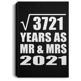 61st Anniversary Square Root of 3721 Years As Mr & Mrs 2021 - Canvas Portrait