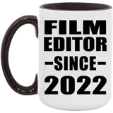 Film Editor Since 2022 - 15oz Accent Mug Black