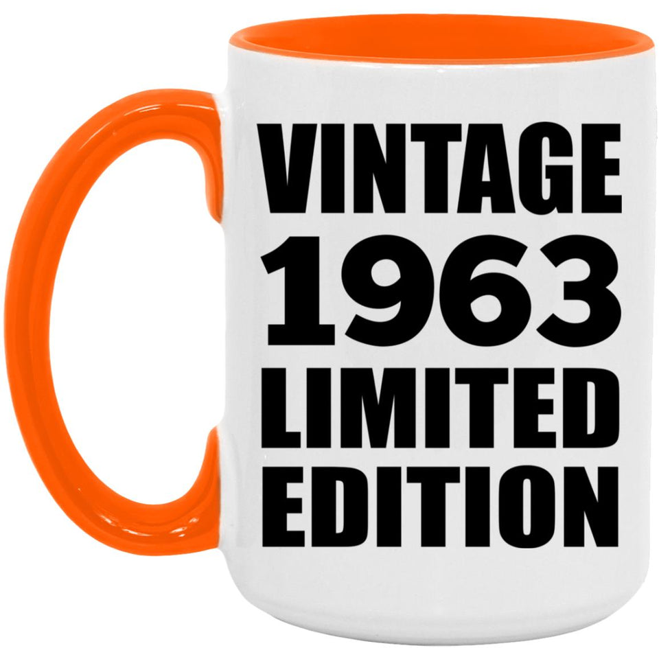 61st Birthday Vintage 1963 Limited Edition - 15oz Accent Mug Orange