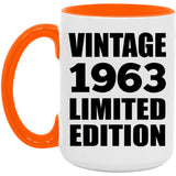 61st Birthday Vintage 1963 Limited Edition - 15oz Accent Mug Orange