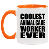 Coolest Animal Care Worker Ever - 11oz Accent Mug Orange