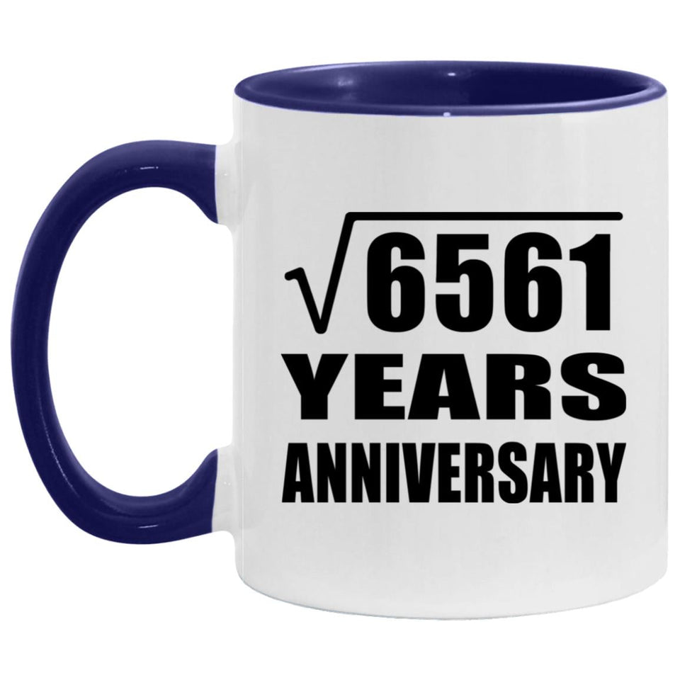 81st Anniversary Square Root of 6561 Years Anniversary - 11oz Accent Mug Purple