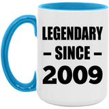 15th Birthday Legendary Since 2009 - 15oz Accent Mug Blue