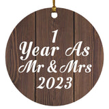 1st Anniversary 1 Year As Mr & Mrs 2023 - Circle Ornament D