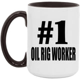 Number One #1 Oil Rig Worker - 15oz Accent Mug Black