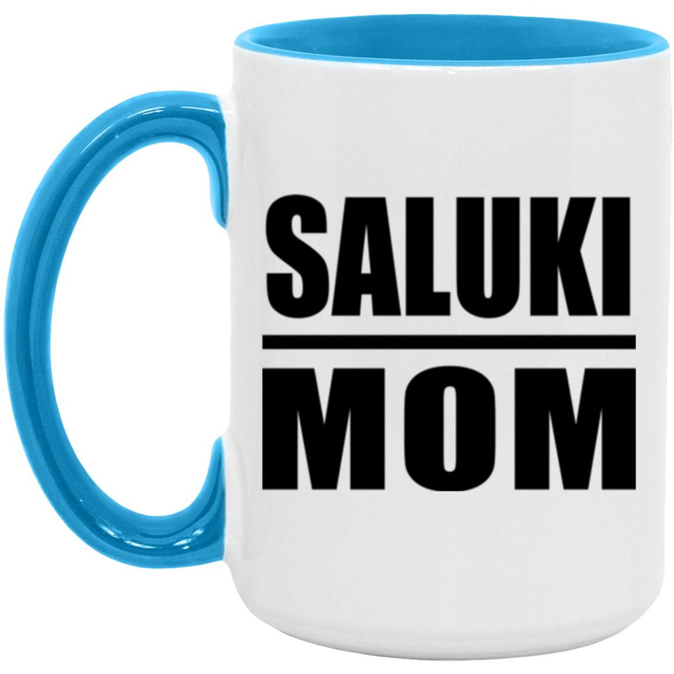 Saluki Mom - 15oz Accent Mug Blue