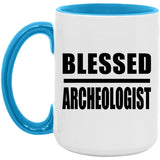 Blessed Archeologist - 15oz Accent Mug Blue