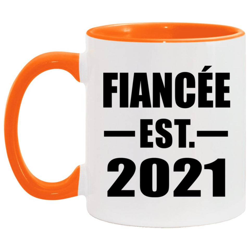 Fiancee Established EST. 2021 - 11oz Accent Mug Orange