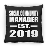 Social Community Manager Established EST. 2019 - Throw Pillow Black