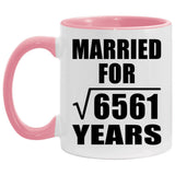 81st Anniversary Married For Square Root of 6561 Years - 11oz Accent Mug Pink