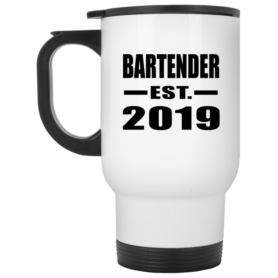 Bartender Established EST. 2019 - White Travel Mug