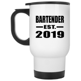 Bartender Established EST. 2019 - White Travel Mug