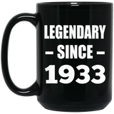 91st Birthday Legendary Since 1933 - 15oz Coffee Mug Black