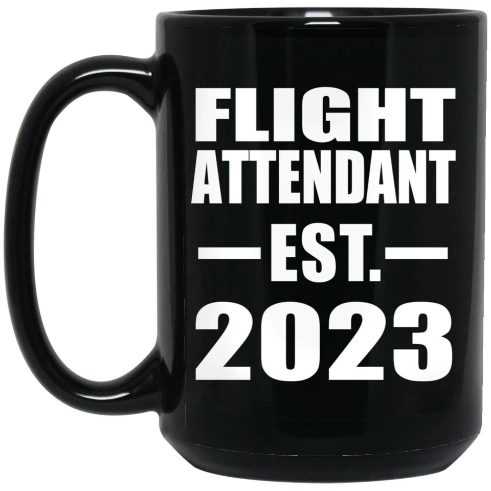 Flight Attendant Established EST. 2023 - 15oz Coffee Mug Black