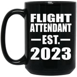 Flight Attendant Established EST. 2023 - 15oz Coffee Mug Black