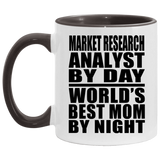 Market Research Analyst By Day World's Best Mom By Night - 11oz Accent Mug Black