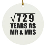 27th Anniversary Square Root of 729 Years As Mr & Mrs - Circle Ornament