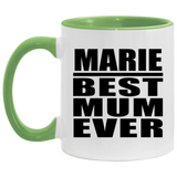Marie Best Mum Ever - 11oz Accent Mug Green