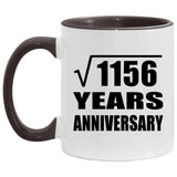 34th Anniversary Square Root of 1156 Years Anniversary - 11oz Accent Mug Black