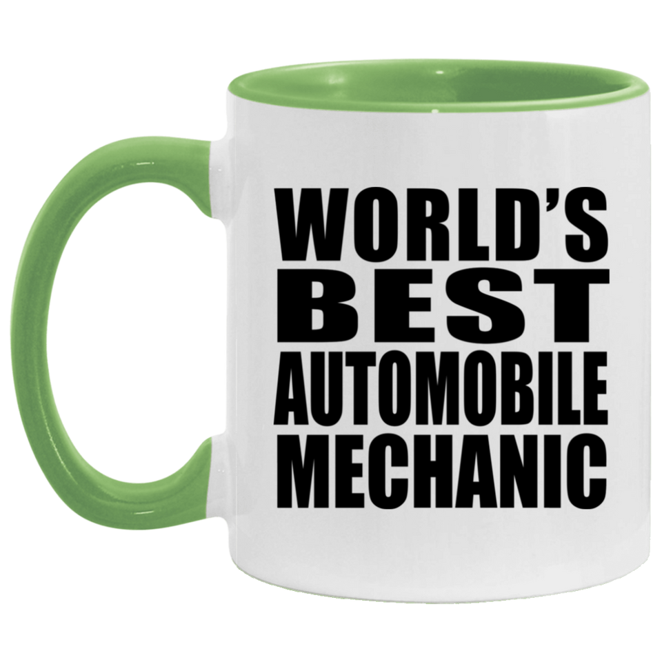 World's Best Automobile Mechanic - 11oz Accent Mug Green