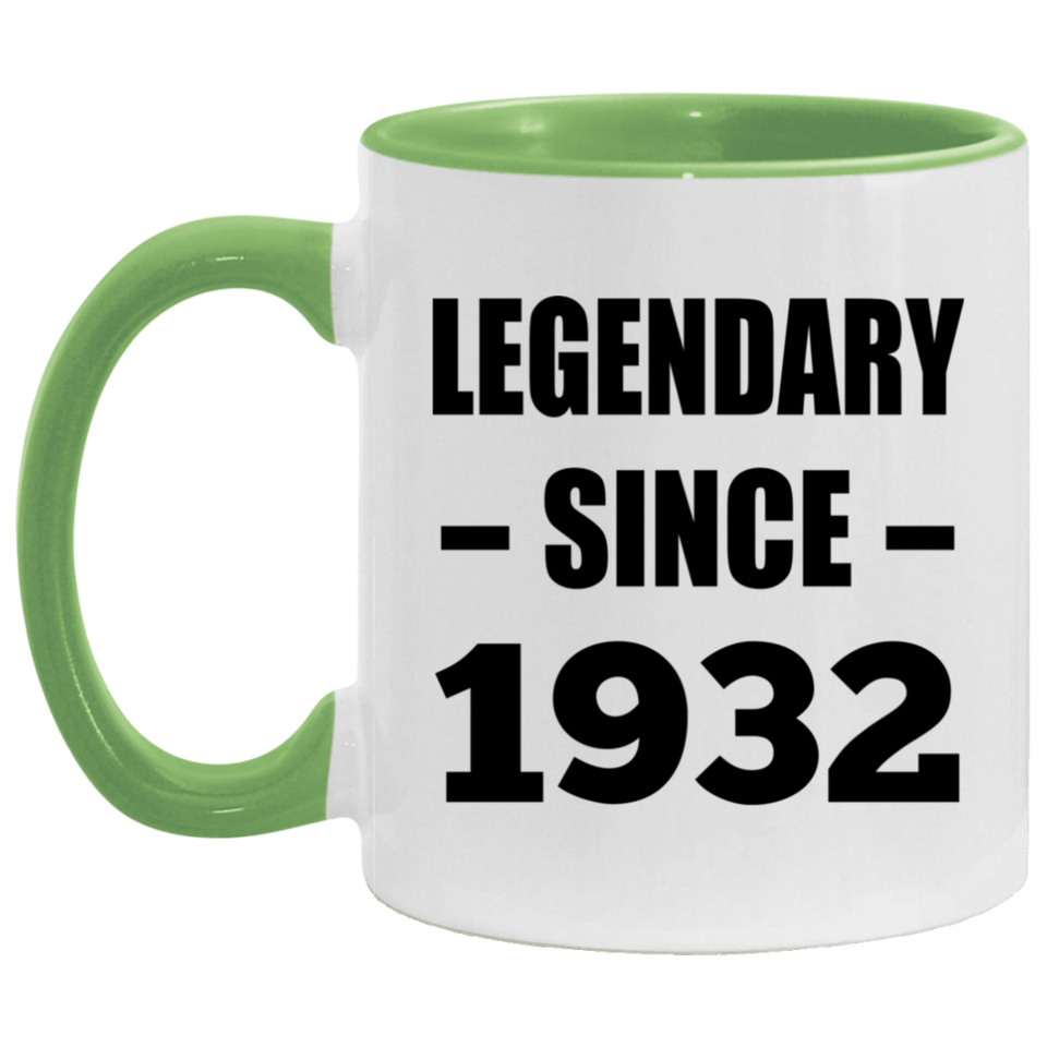 92nd Birthday Legendary Since 1932 - 11oz Accent Mug Green