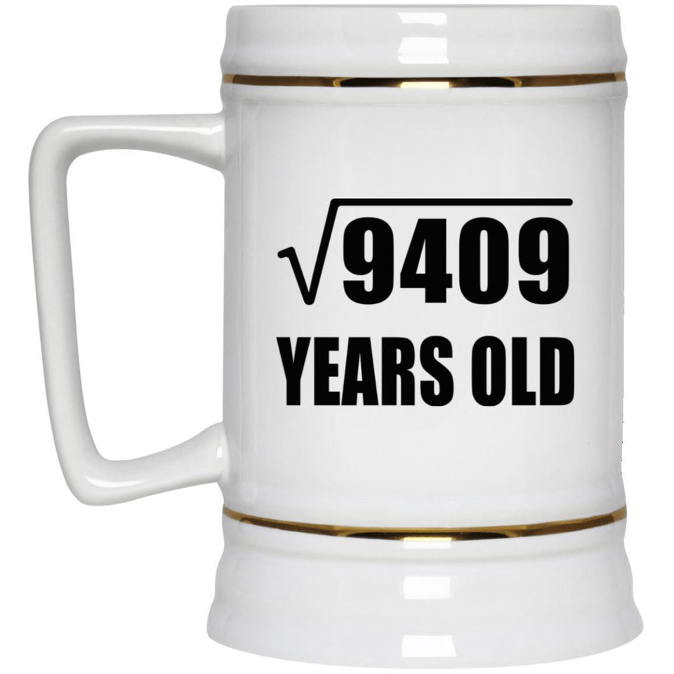 97th Birthday Square Root of 9409 Years Old - Beer Stein