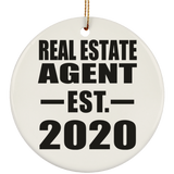 Real Estate Agent Established EST. 2020 - Circle Ornament
