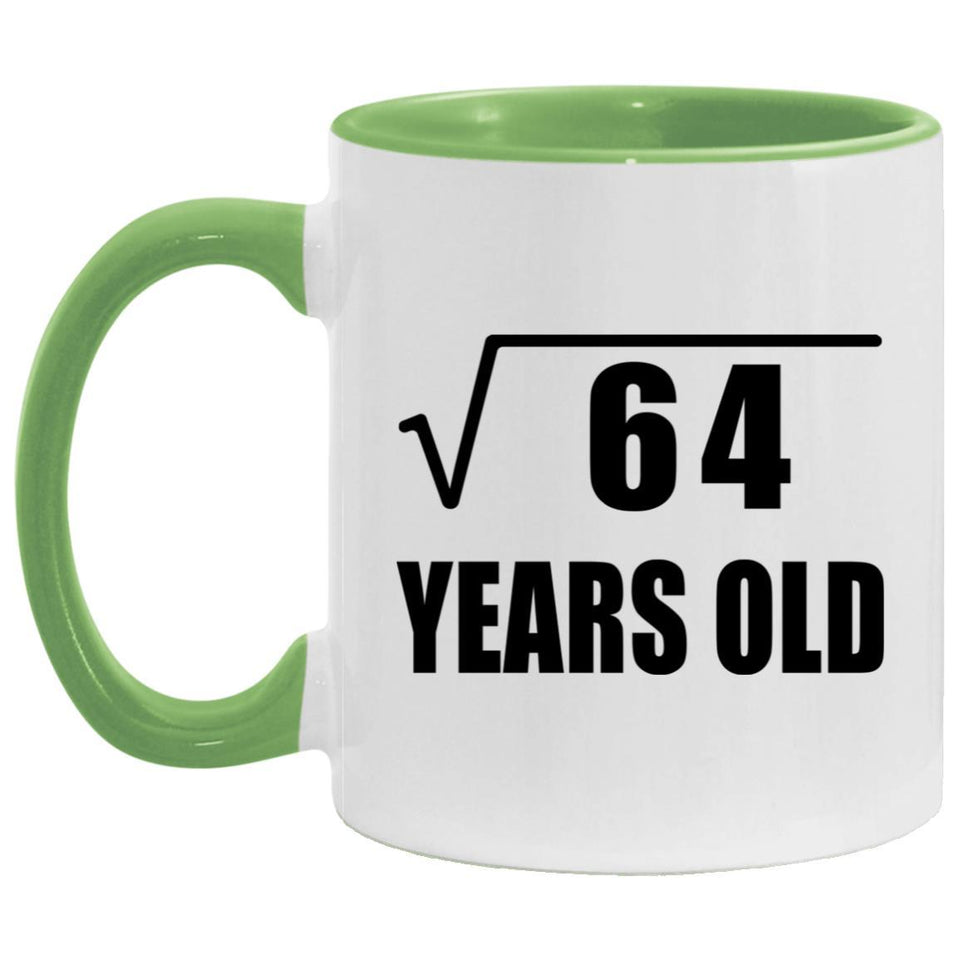 8th Birthday Square Root of 64 Years Old - 11oz Accent Mug Green