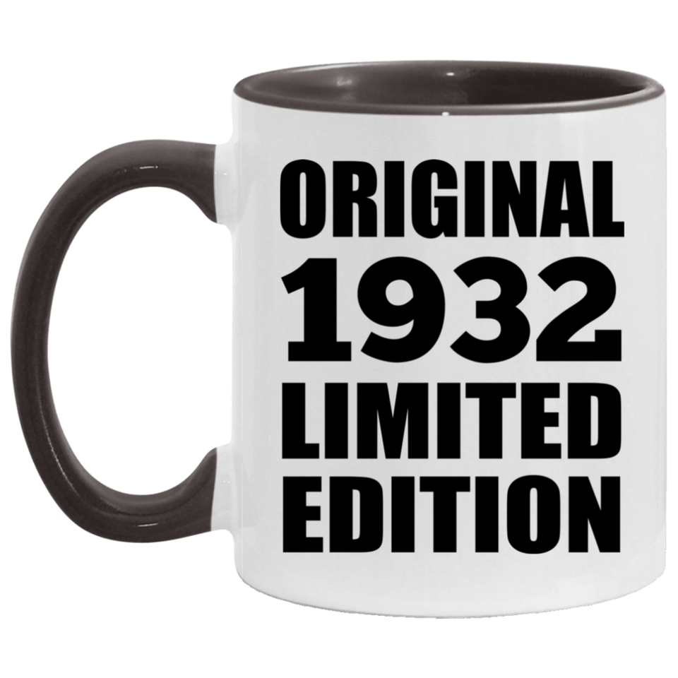 92nd Birthday Original 1932 Limited Edition - 11oz Accent Mug Black