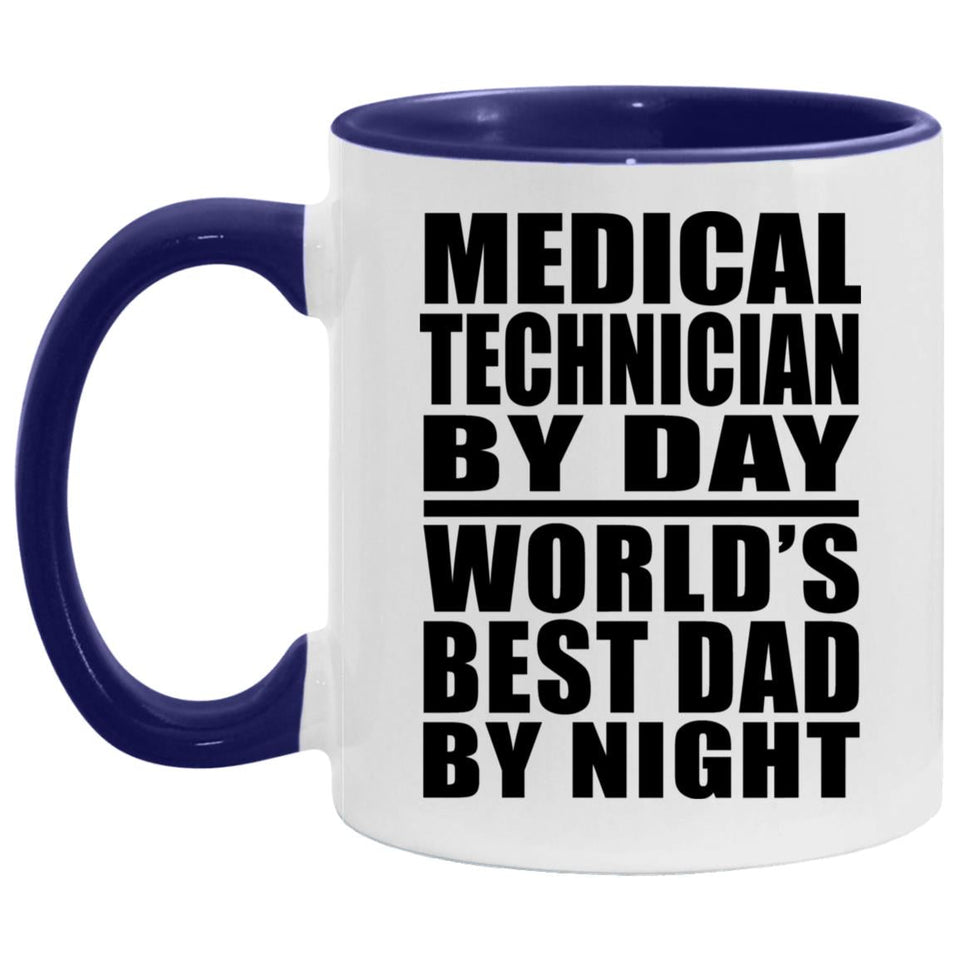 Medical Technician By Day World's Best Dad By Night - 11oz Accent Mug Purple