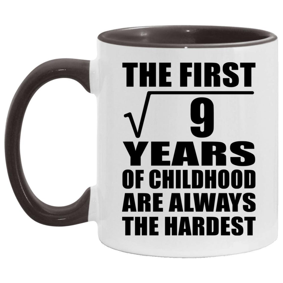 3rd Birthday Square Root of 9 Years of Childhood - 11oz Accent Mug Black