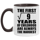 3rd Birthday Square Root of 9 Years of Childhood - 11oz Accent Mug Black