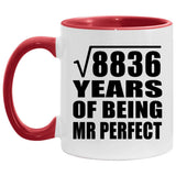 94th Anniversary Square Root of 8836 Years of Mr Perfect - 11oz Accent Mug Red