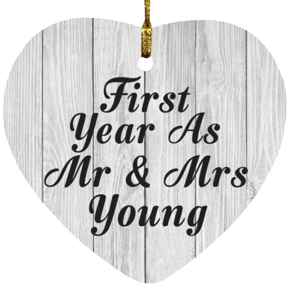 First Year As Mr & Mrs Young - Heart Ornament F